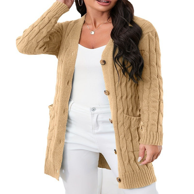 Damen Langstrickcardigan mit Zopfmuster und praktischen Taschen Stalluxe