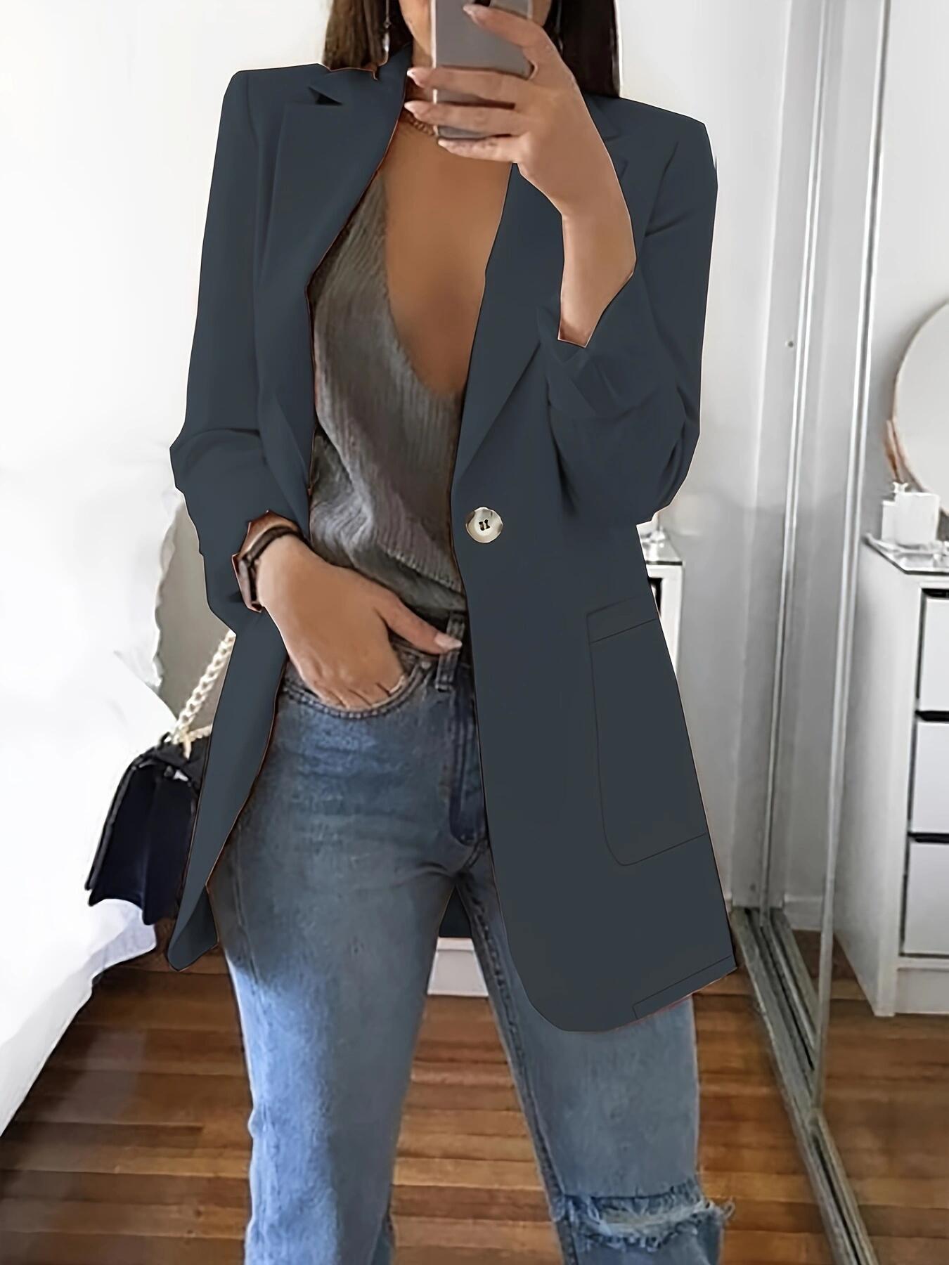 Damen Eleganter Blazer mit doppelter Knopfleiste und praktischen Taschen Stalluxe
