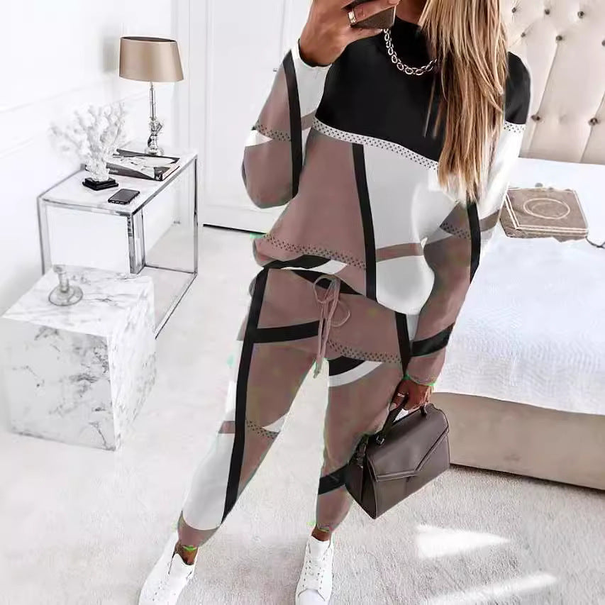 Damen modisches Sportanzug-Set mit grafischem Design Stalluxe
