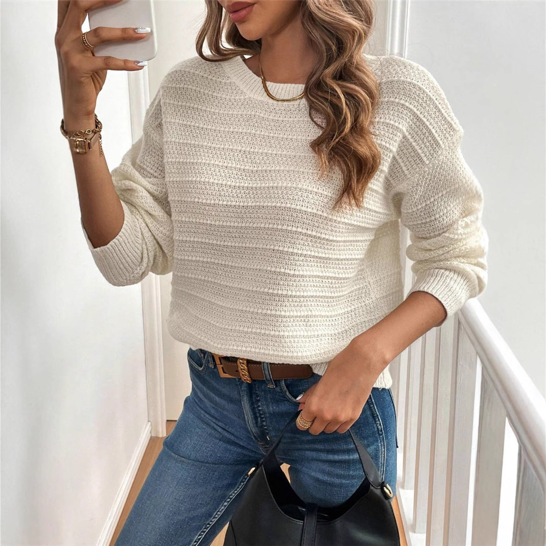 Damen Strickpullover mit V-Ausschnitt und dekorativem Schleifenelement Stalluxe