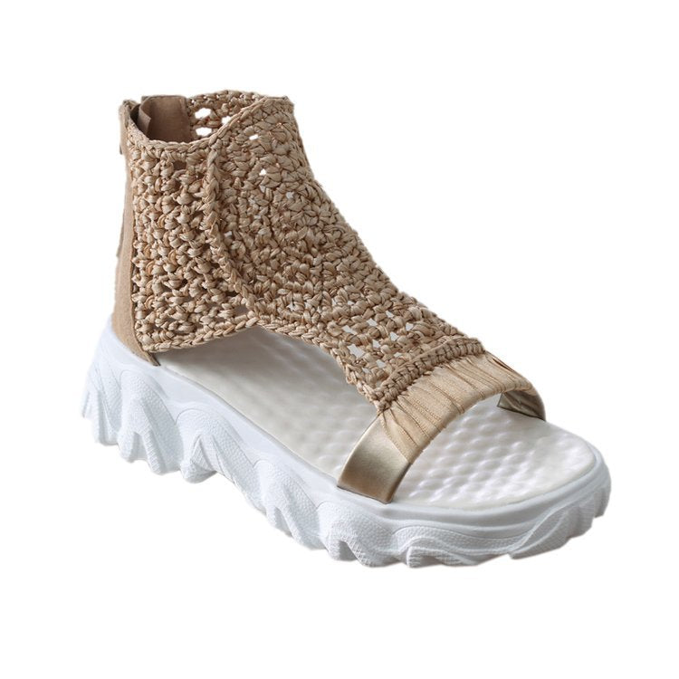 Damen modische Strandsandalen mit innovativem Keilrahmen und luftiger Strickoberfläche Stalluxe