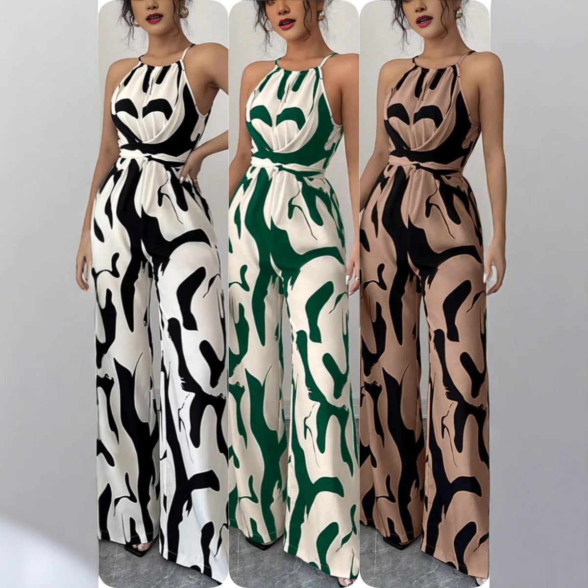 Damen Jumpsuit mit hohem Kragen und eleganter Drapierung Stalluxe
