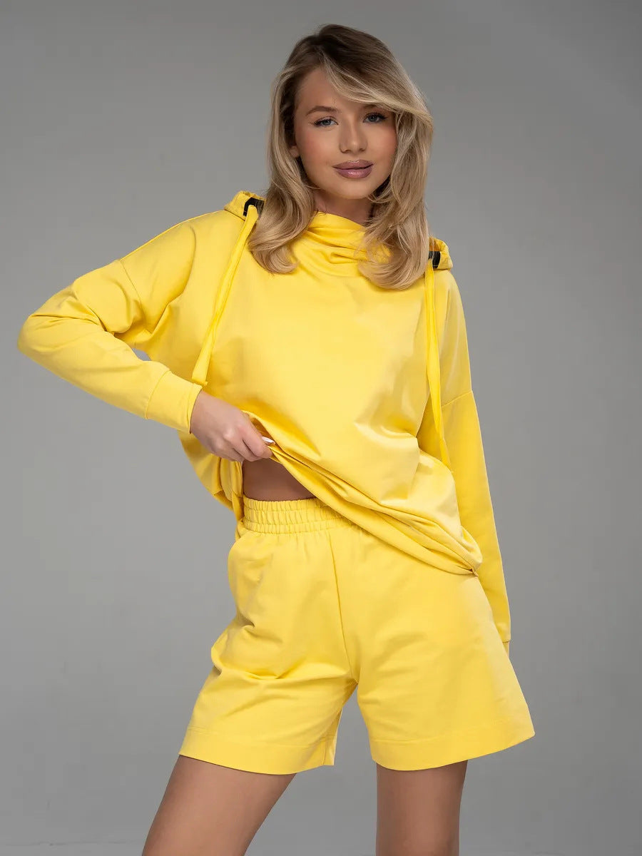 Damen lässiger Hoodie mit oversized Schnitt und passenden Shorts Stalluxe