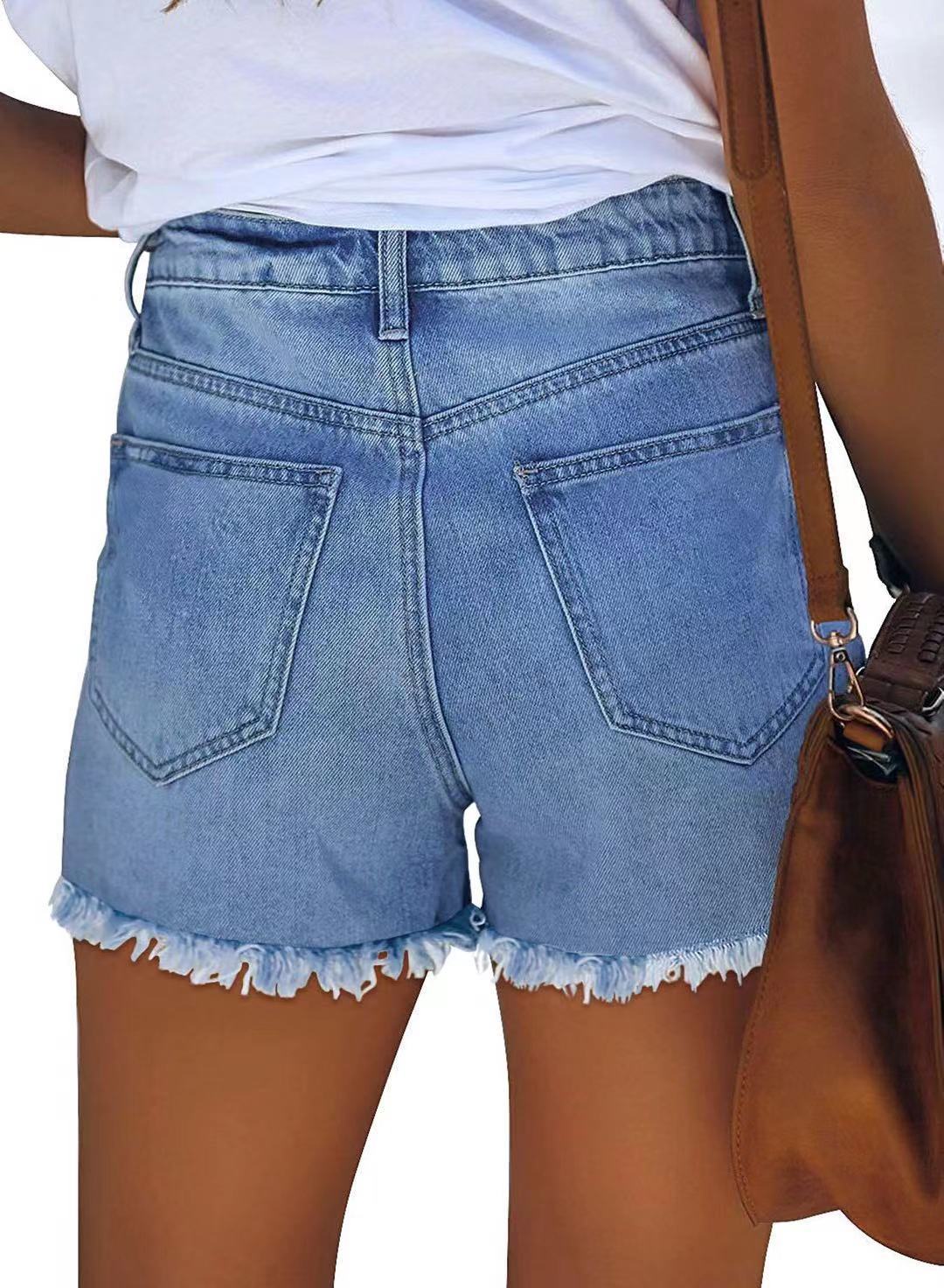 Damen Jeans-Shorts mit modischem Stars-and-Stripes-Muster und fransigen Details Stalluxe