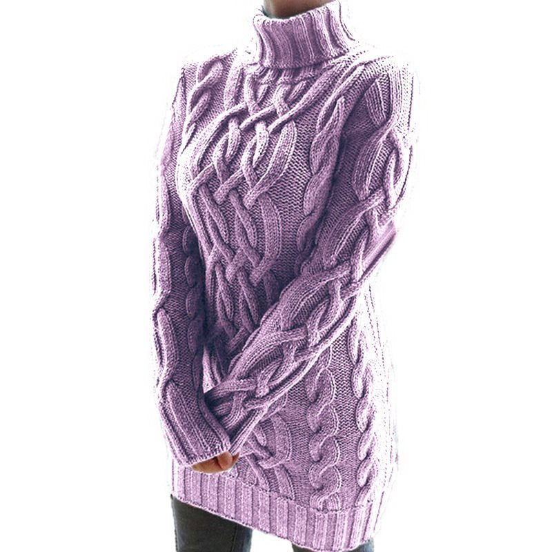 Damen Grobstrickpullover mit hohem Kragen und Zopfmuster Stalluxe
