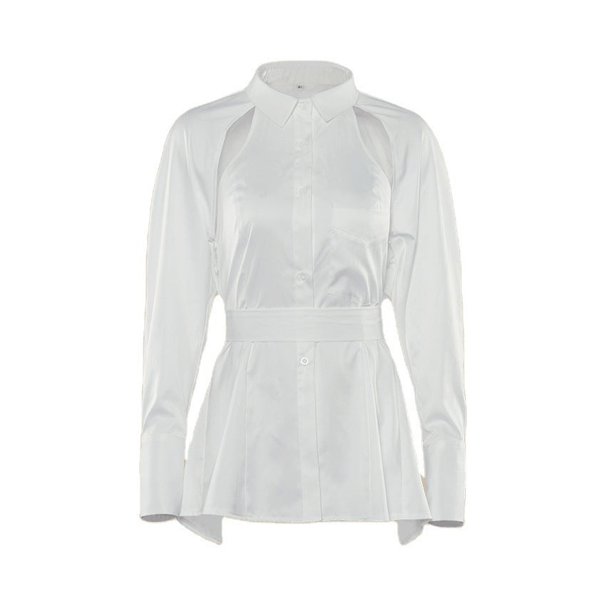 Damen Stylish Off-Shoulder Bluse mit Puffärmeln und Taillengürtel Stalluxe