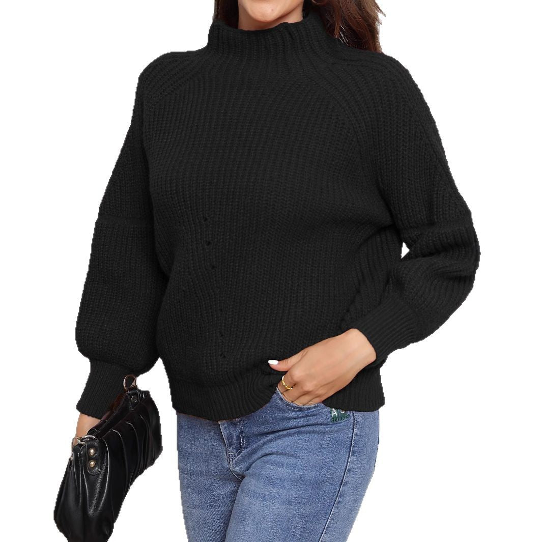 Damen Grobstrick Pullover mit Stehkragen Stalluxe