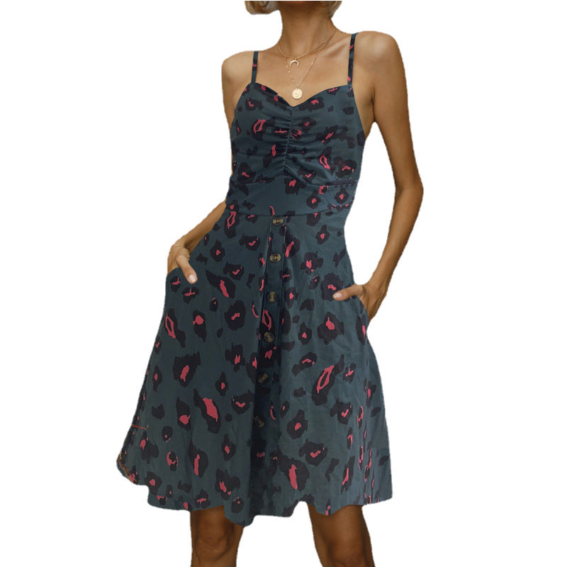 Damen Knopf-Front A-Linien Kleid Stalluxe