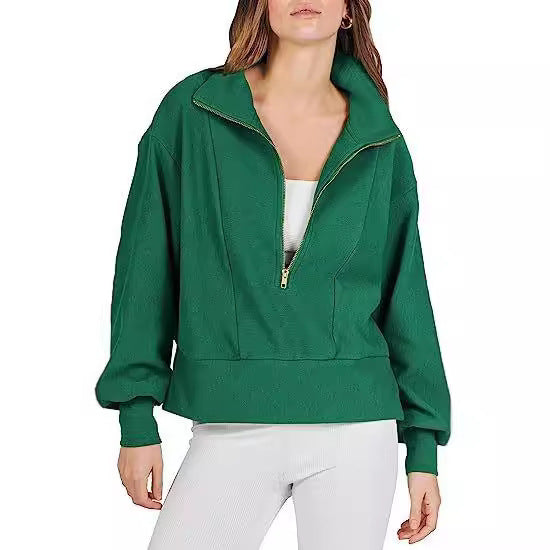Damen lässiger Pullover mit Stehkragen und Reißverschluss Stalluxe