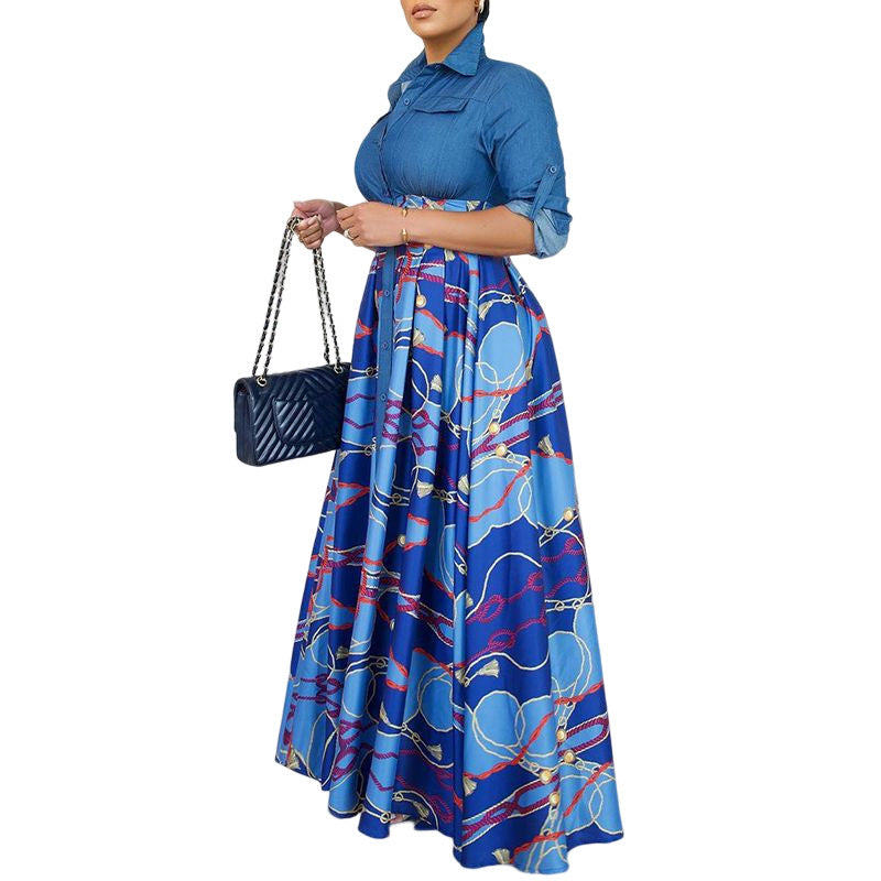 Damen Maxikleid mit elegantem Druck Stalluxe