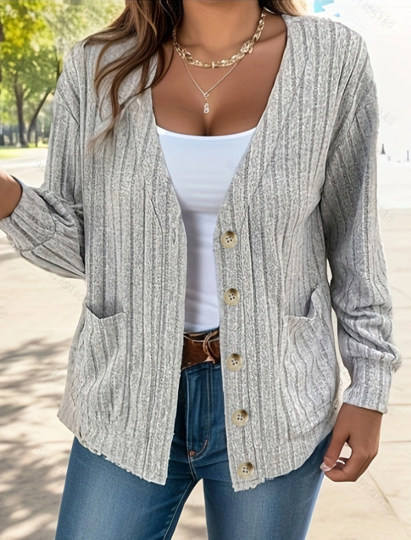 Women's Textured Button-Up Cardigan Stalluxe