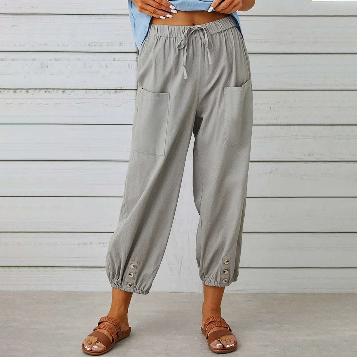Damen modische Freizeit-Hose mit praktischen Taschen und elastischen Bündchen Stalluxe