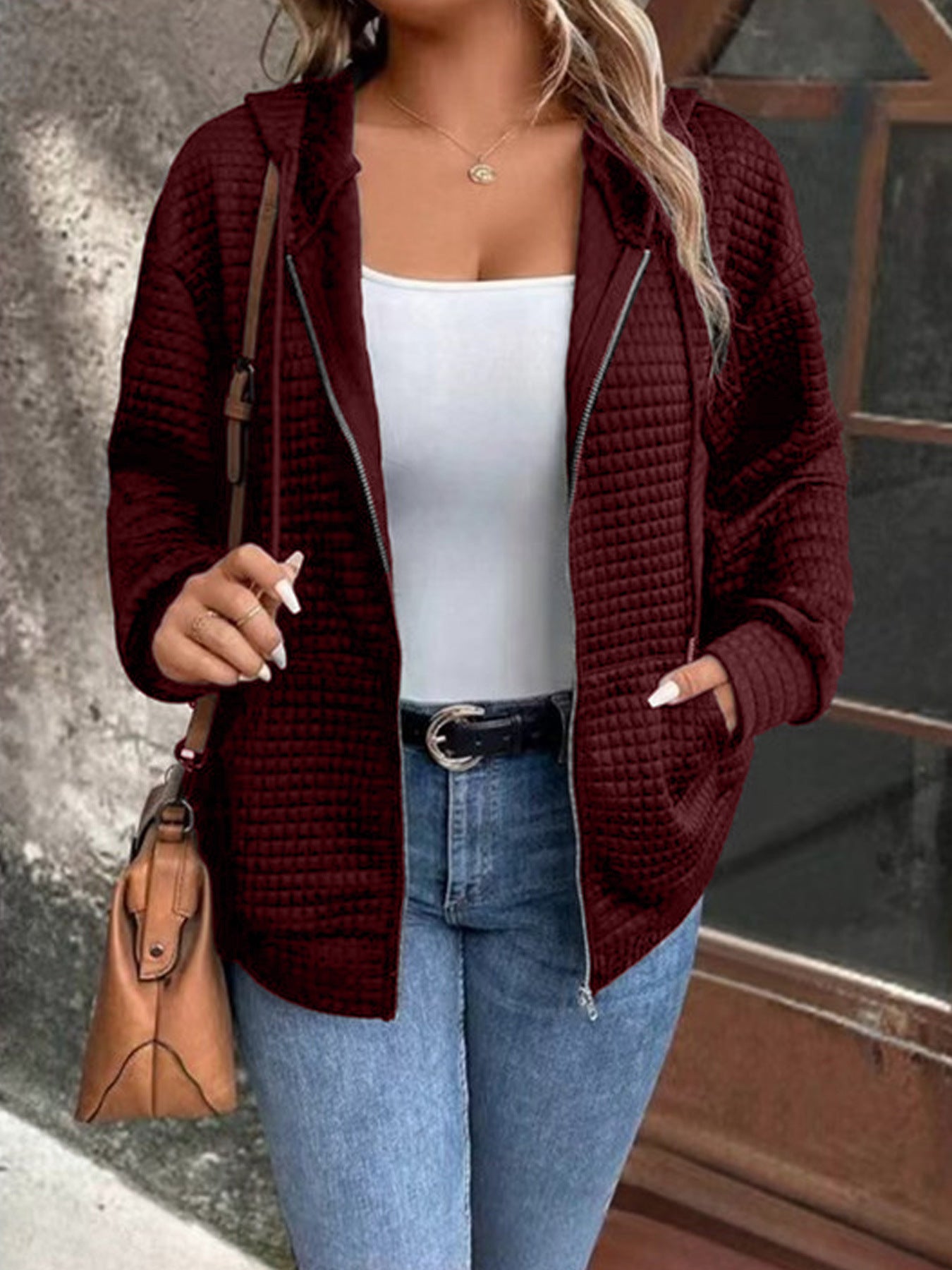 Damen Steppjacke mit Kapuze und Reißverschluss Stalluxe