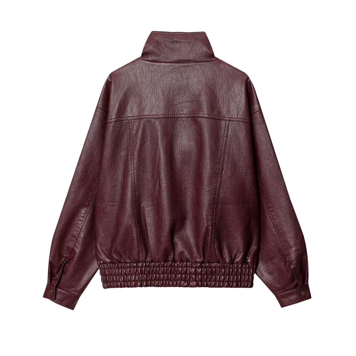 Damen modische Kunstlederjacke mit hohen Kragen und praktischen Knopfdetails Stalluxe