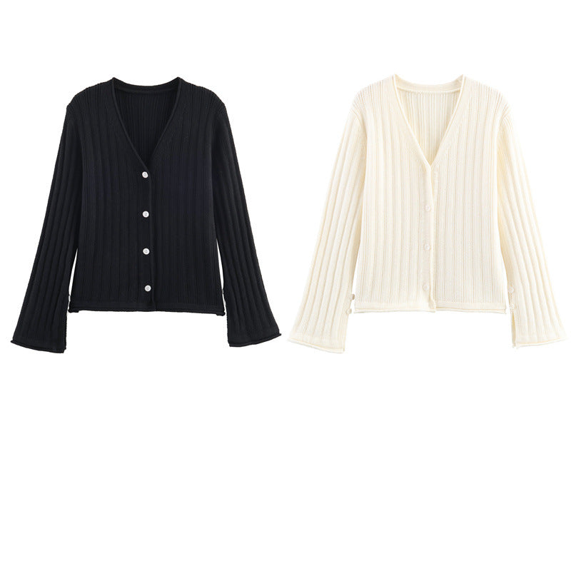 Damen Rippstrickjacke mit V-Ausschnitt und Knopfverschluss Stalluxe