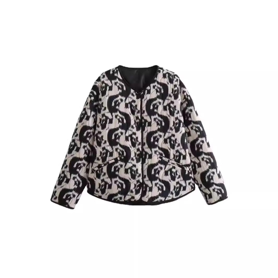 Damen gesteppte Jacke mit elegantem Animal-Print Stalluxe