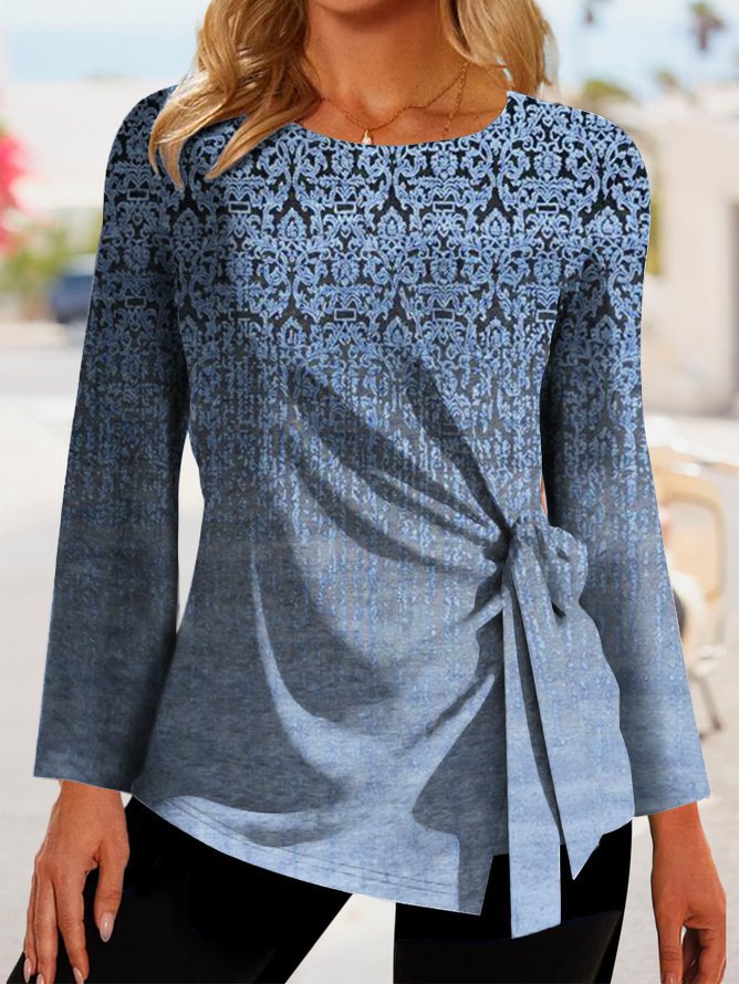 Damen Elegantes Oberteil mit Knoten-Detail und grafischem Muster Stalluxe