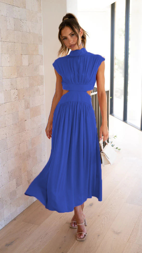 Damen Maxikleid mit elegantem Cut-Out und plissierten Details Stalluxe
