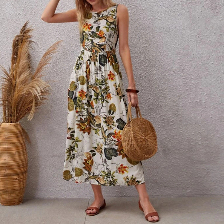 Damen Maxikleid mit floralem Design und schwingendem Saum Stalluxe