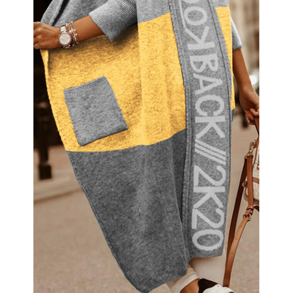 Damen modischer Oversized-Strickmantel mit Kapuze und Taschen Stalluxe