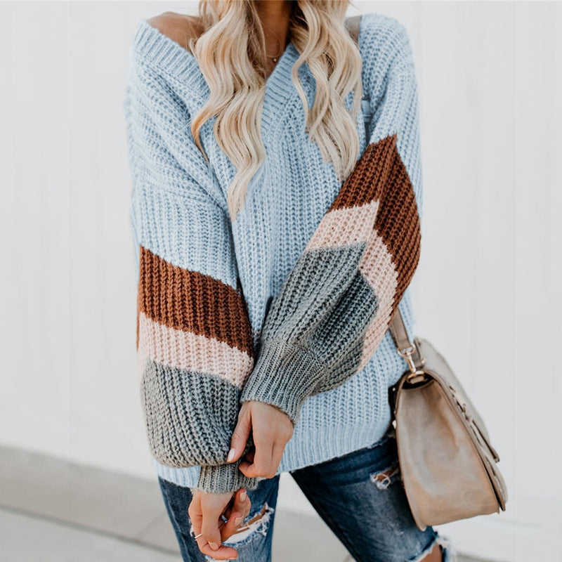 Damen Strickpullover mit modernen Farbblock-Design und weitem Schnitt Stalluxe