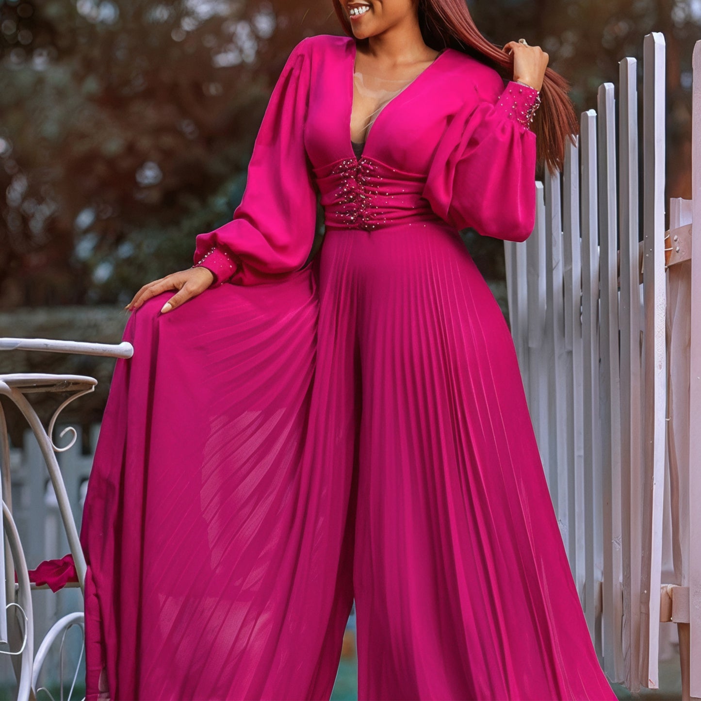 Damen Plissee-Overall mit funkelnden Details Stalluxe