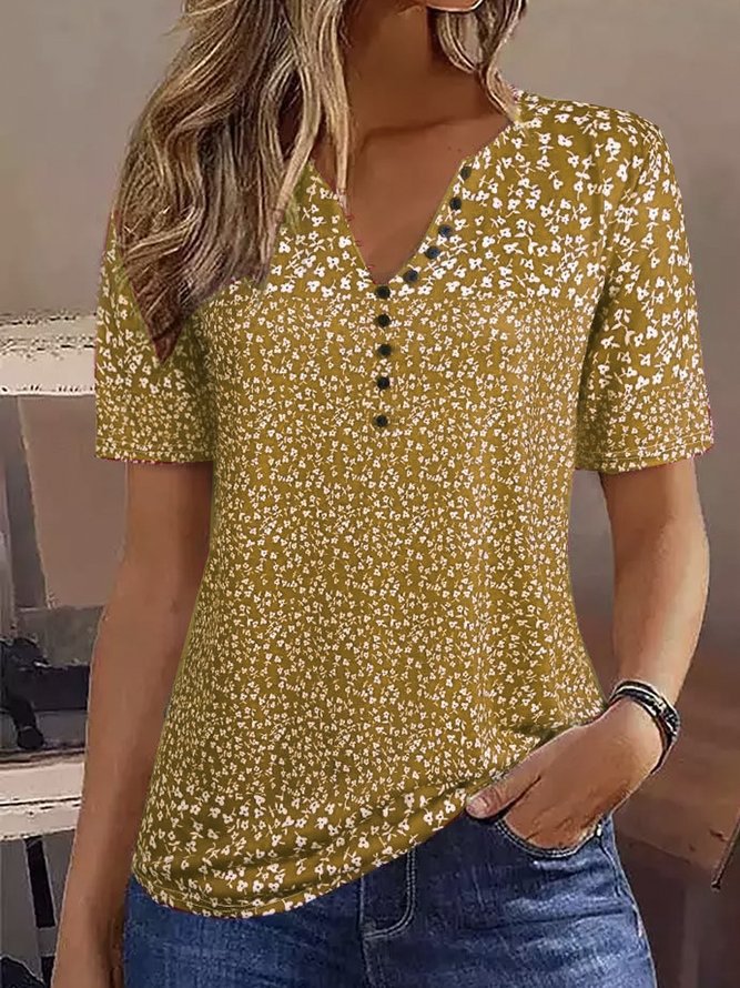 Damen Kurzarmbluse mit floralem Muster Stalluxe