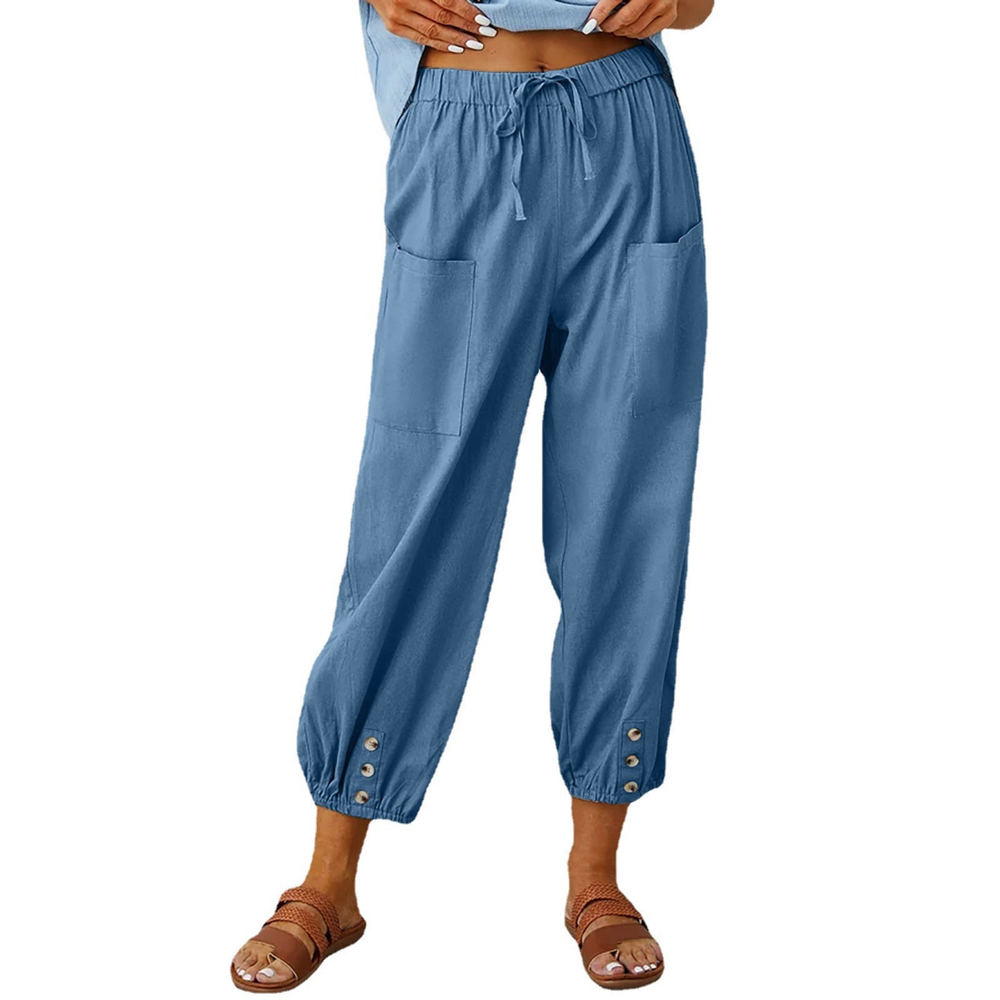 Damen luftige Relax-Hose mit elastischem Bund und Taschen Stalluxe