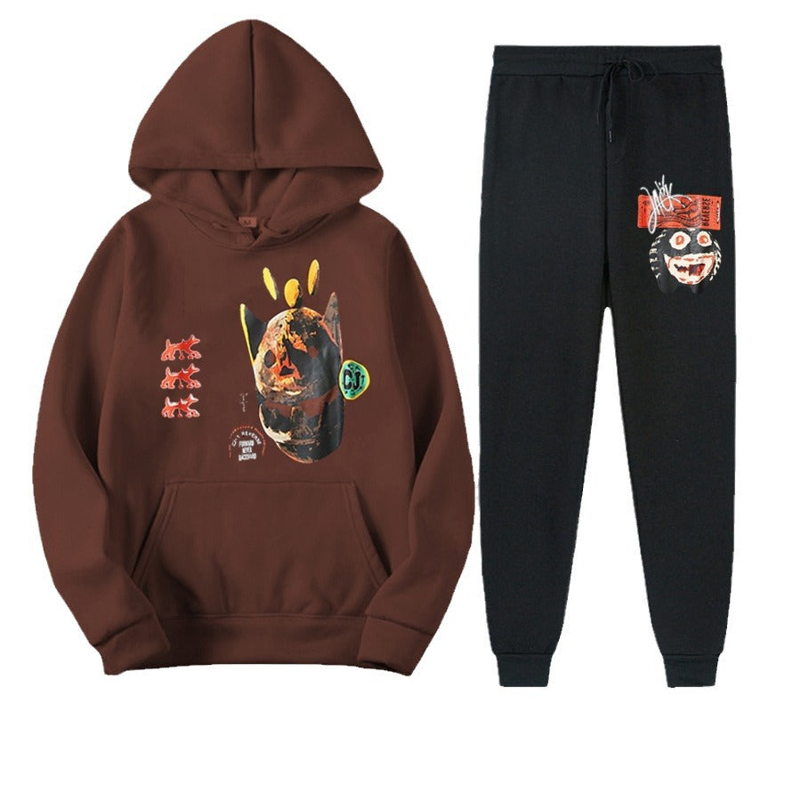Damen Urbanes Hoodie und Jogginghose Set mit künstlerischem Druck Stalluxe