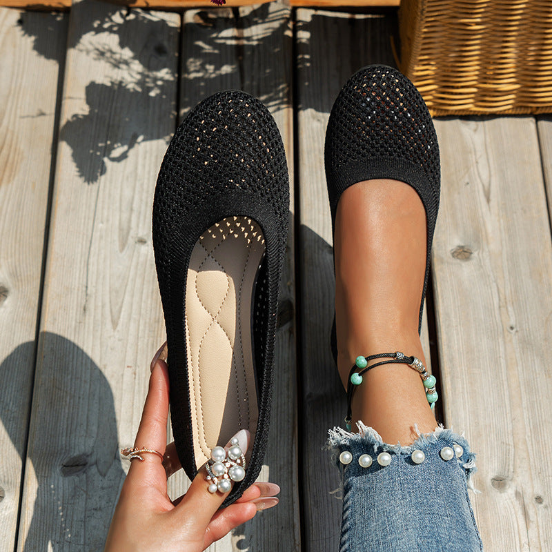 Damen Atmungsaktive Ballerinas mit elastischem Strickobermaterial Stalluxe