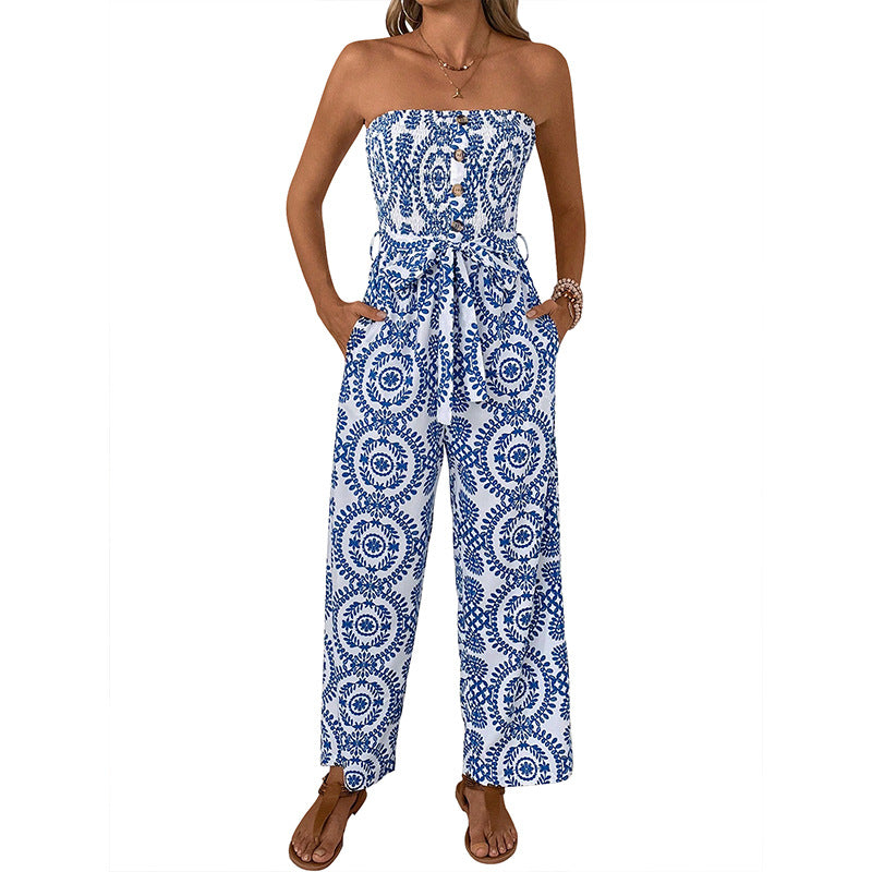 Damen Jumpsuit mit trendigem bandeau Design und praktischen Taschen Stalluxe