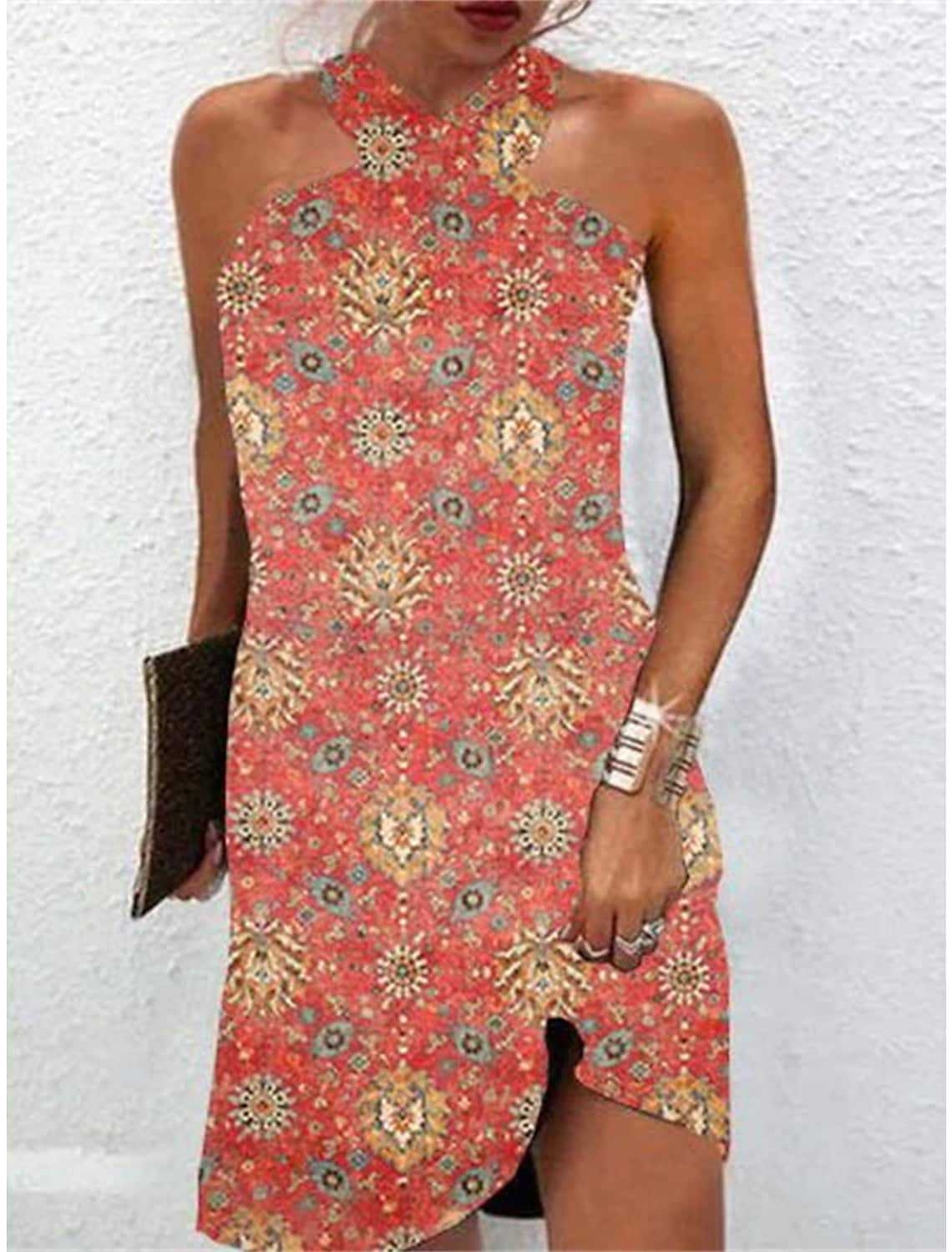 Damen Kurzes Kleid mit kreativem Kreisdesign Stalluxe