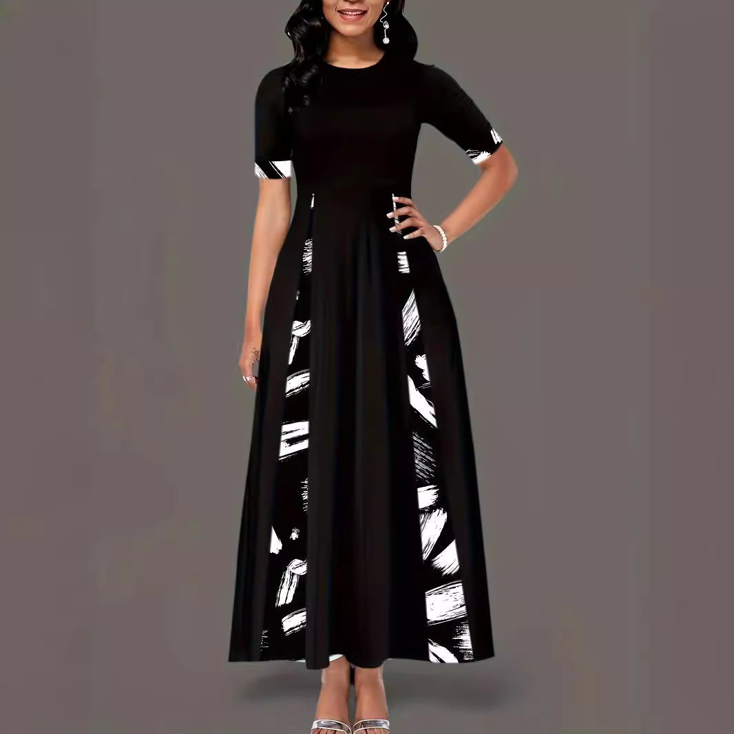 Damen Maxikleid mit künstlerischem Muster und praktischen Taschen Stalluxe