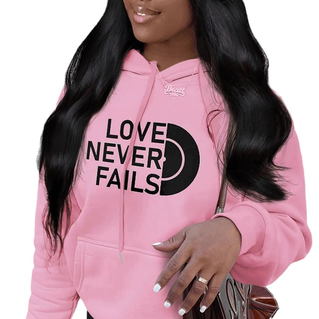 Damen Hoodie mit motivierendem Aufdruck und praktischem Kängurutaschen-Design Stalluxe