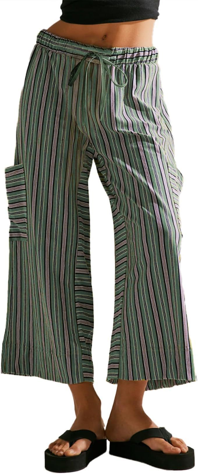 Women's Striped Wide-Leg Trousers Stalluxe