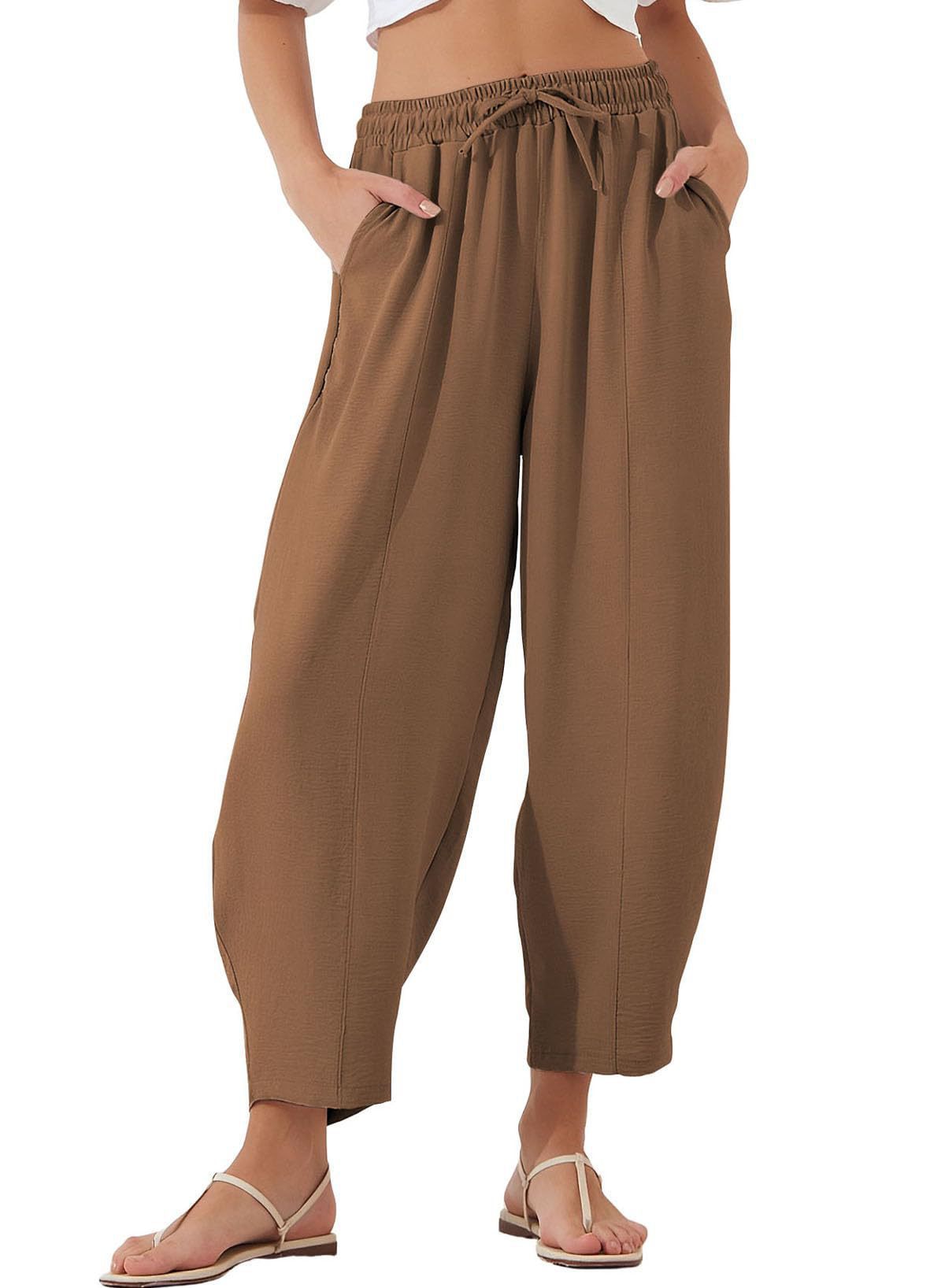 Damen entspannte Freizeithose mit elastischem Bund und praktischen Taschen Stalluxe