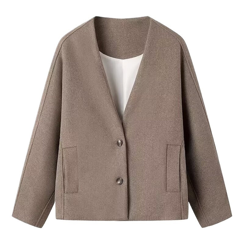 Damen modische Übergangsjacke mit schickem V-Ausschnitt und praktischen Taschen Stalluxe