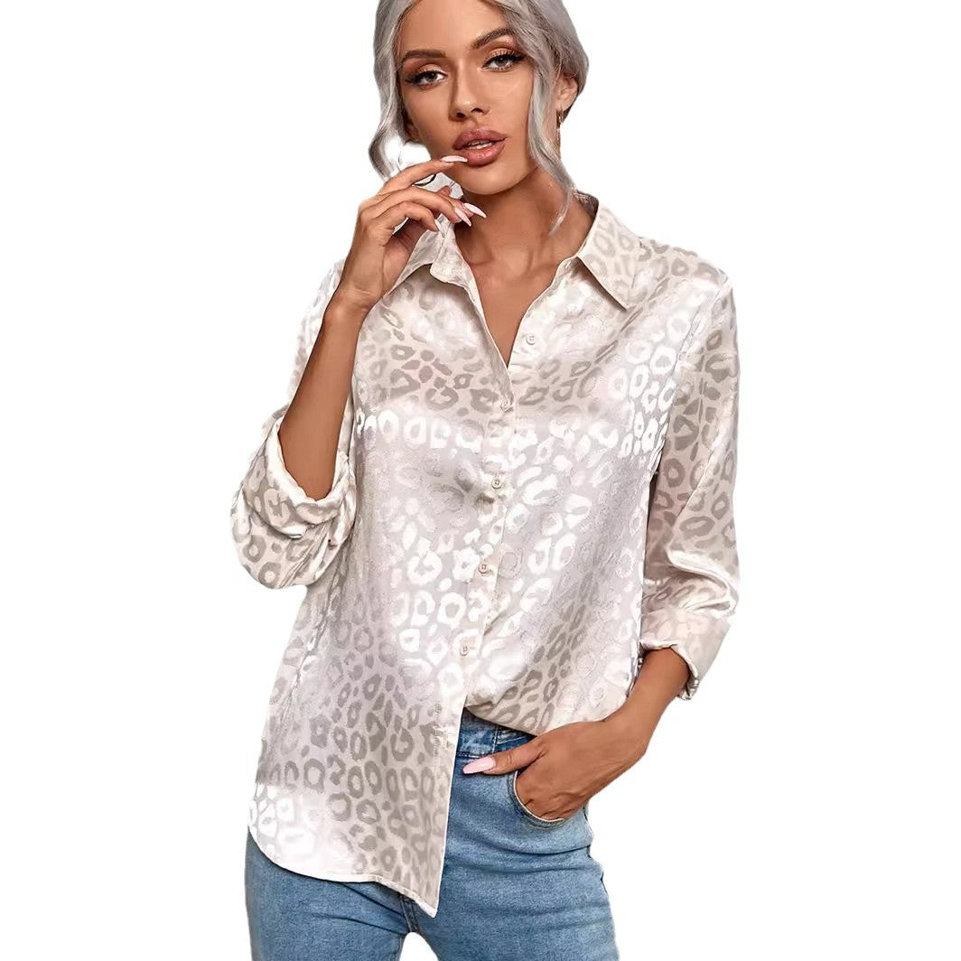 Damen elegante Hemdbluse mit modischem Leopardenmuster Stalluxe