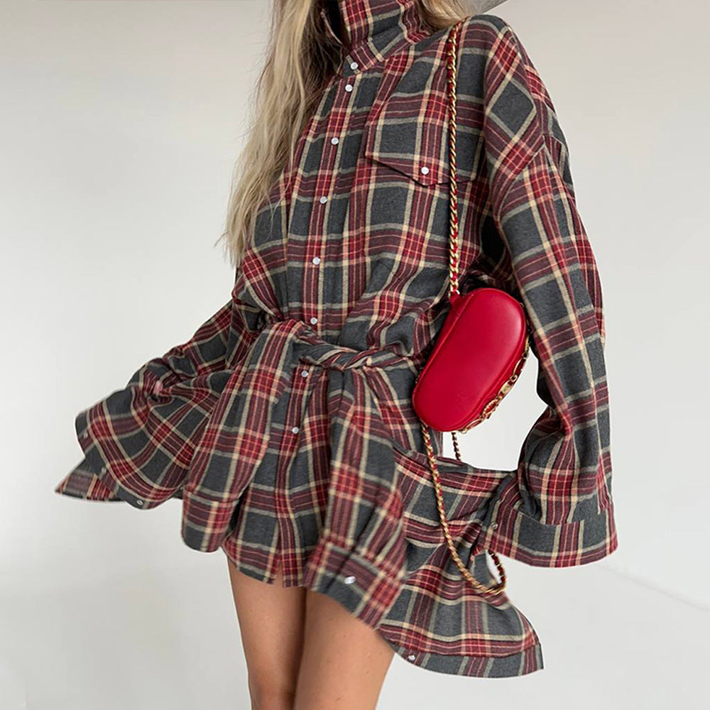 Damen lässige Karo-Hemdbluse aus Baumwolle mit großzügigem Schnitt Stalluxe