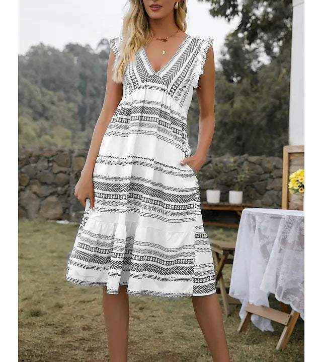 Damen Freizeitkleid mit raffinierten Rüschendetails und stilvollem Gürteldesign Stalluxe