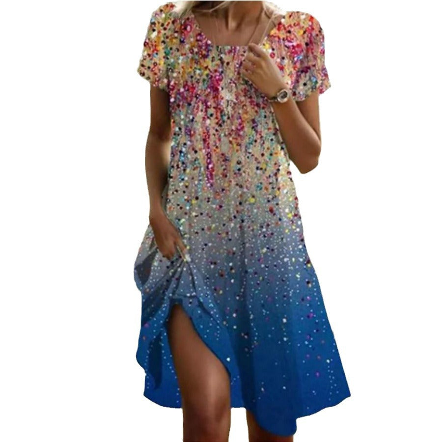 Damen Kleid mit funkelnden Pailletten und tiefem Schlitz Stalluxe