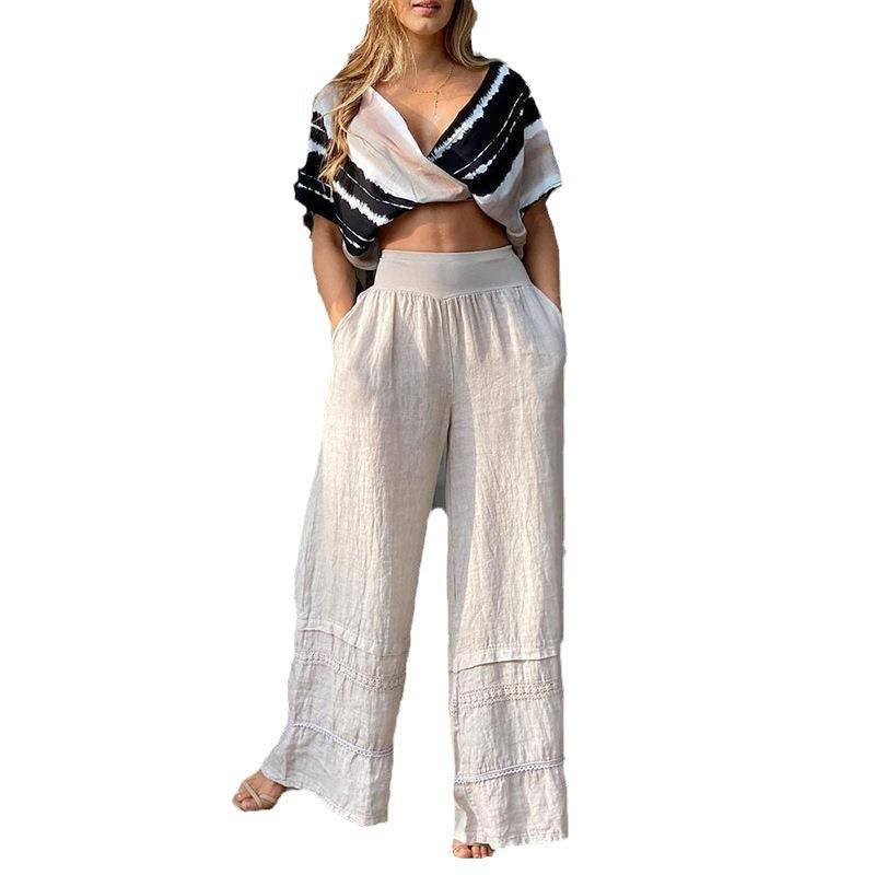 Damen Palazzo-Hose mit elastischem Bund und feinen Details Stalluxe