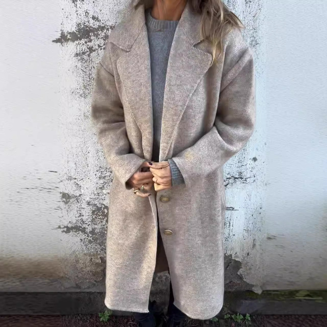 Women's Stylish Long Woolen Coat Stalluxe
