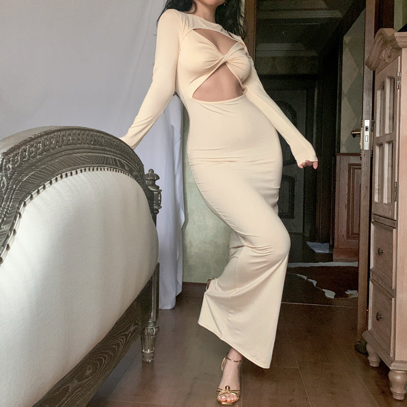 Damen Figurbetontes Cut-Out Kleid mit langen Ärmeln Stalluxe