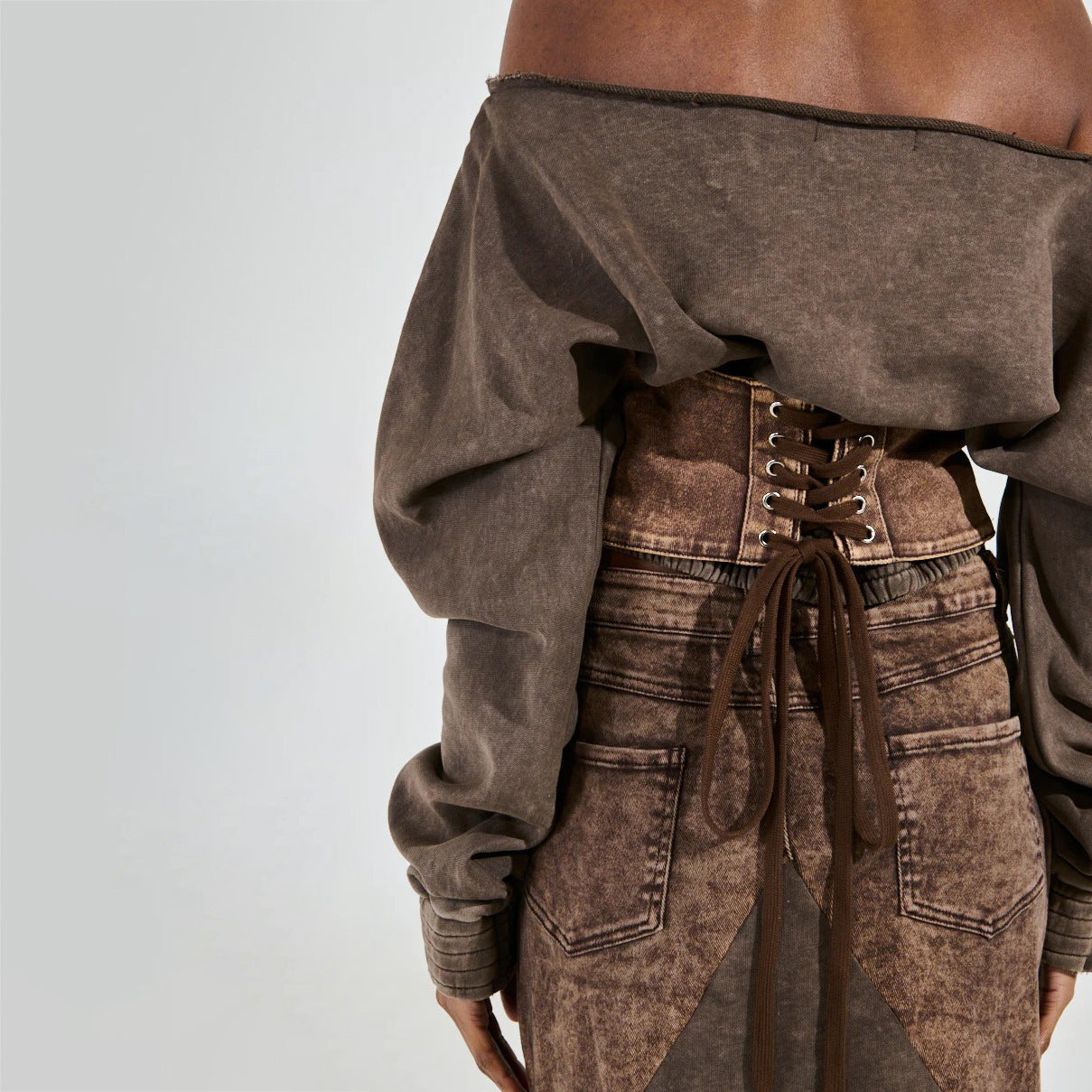Damen Cropped Sweatshirt mit lässigem Off-Shoulder Design und modischem Bund Stalluxe
