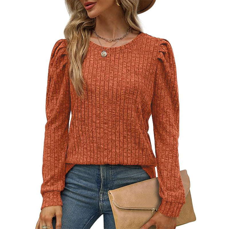 Damen stilvolles Pullover mit gerafften Ärmeln Stalluxe