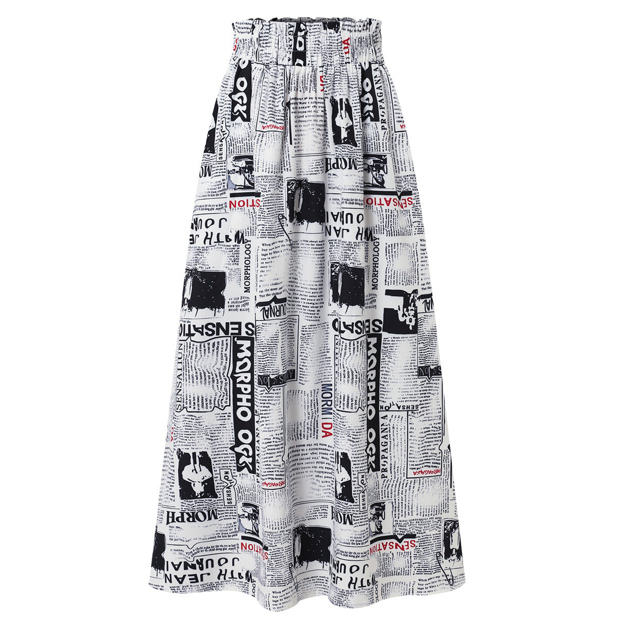 Damen Maxirock mit innovativem Zeitungsdruck Stalluxe