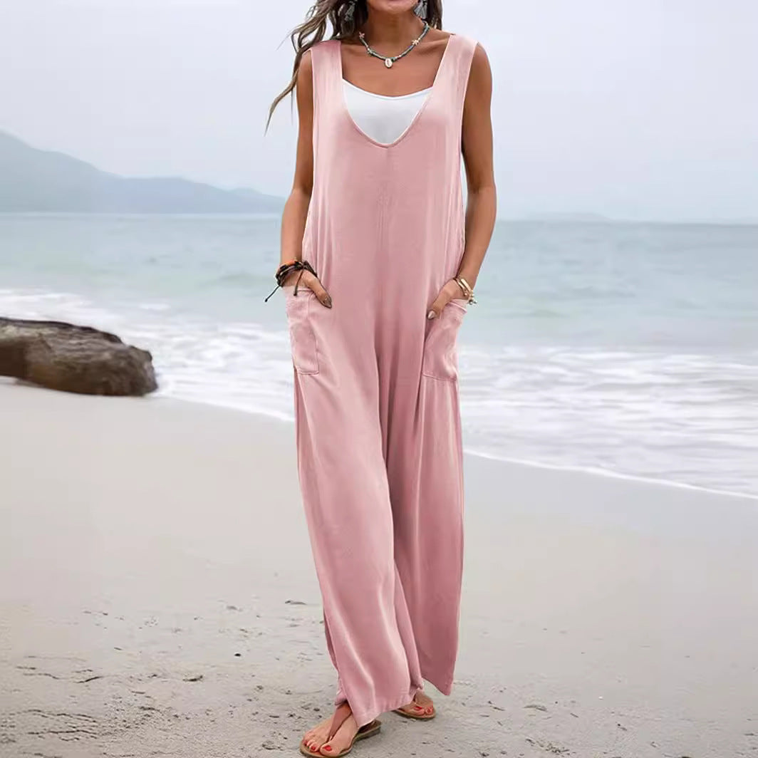 Damen Bequemer Sommeroverall mit weitem Schnitt und praktischen Taschen Stalluxe