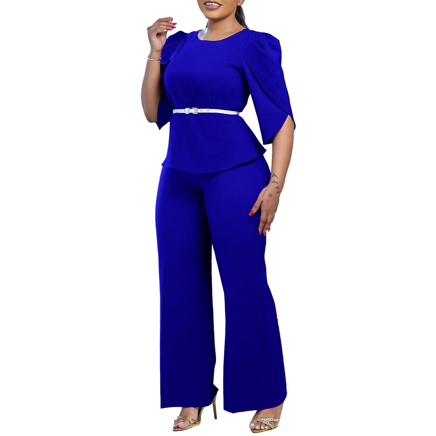 Damen elegante und modische Kombination aus Oberteil und Hose Stalluxe