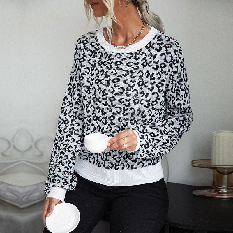 Damen Gemusterter Strickpullover mit Leopardenmuster Stalluxe